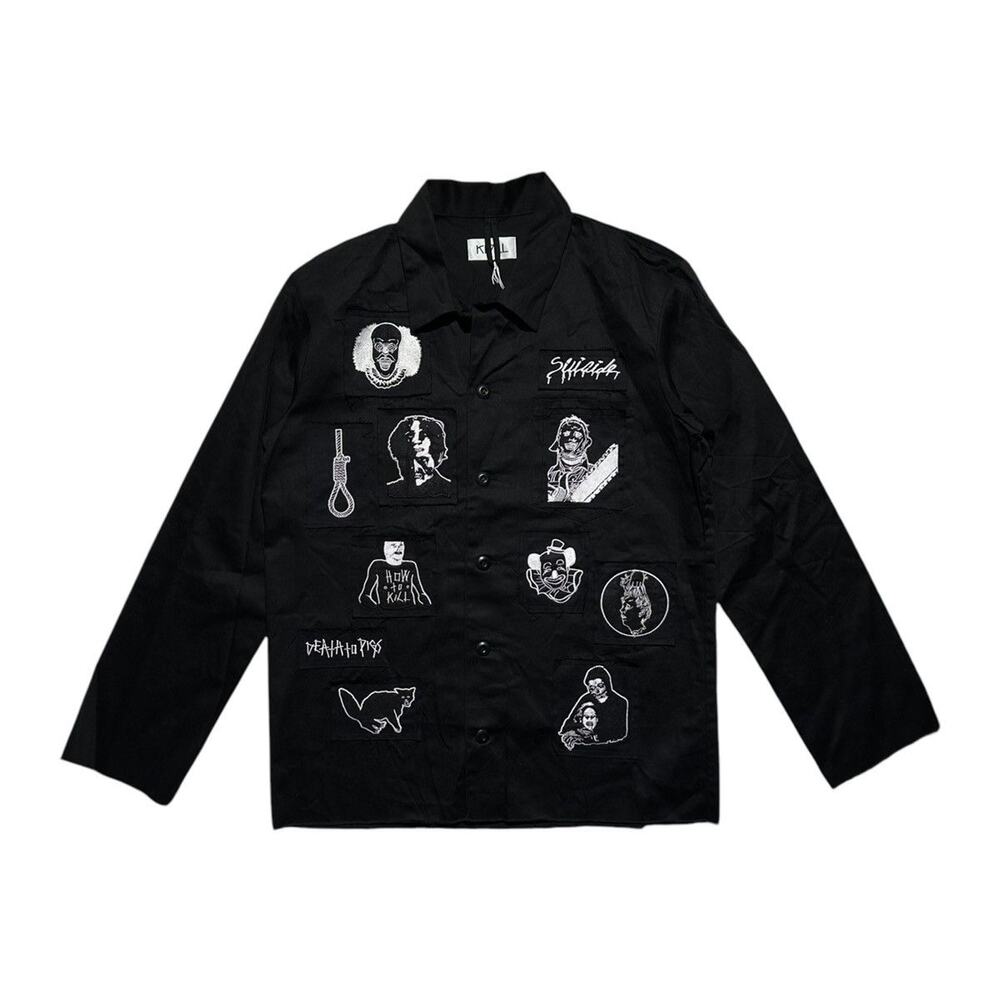 $675 graphic patchwork button down - Picture 1 of 3
